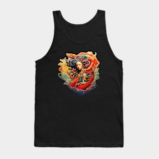 Japanese fantasy woman with dragon Tank Top